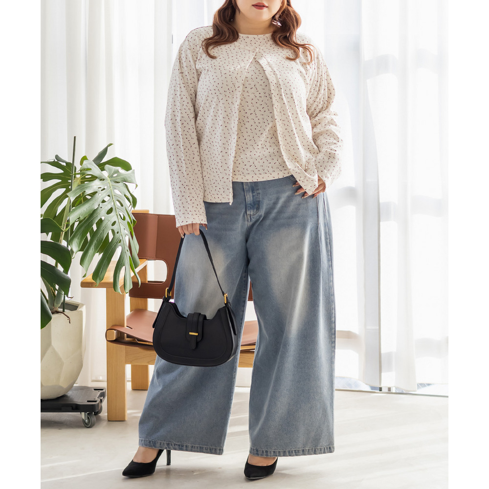 小花柄トップス&カーディガンセット4