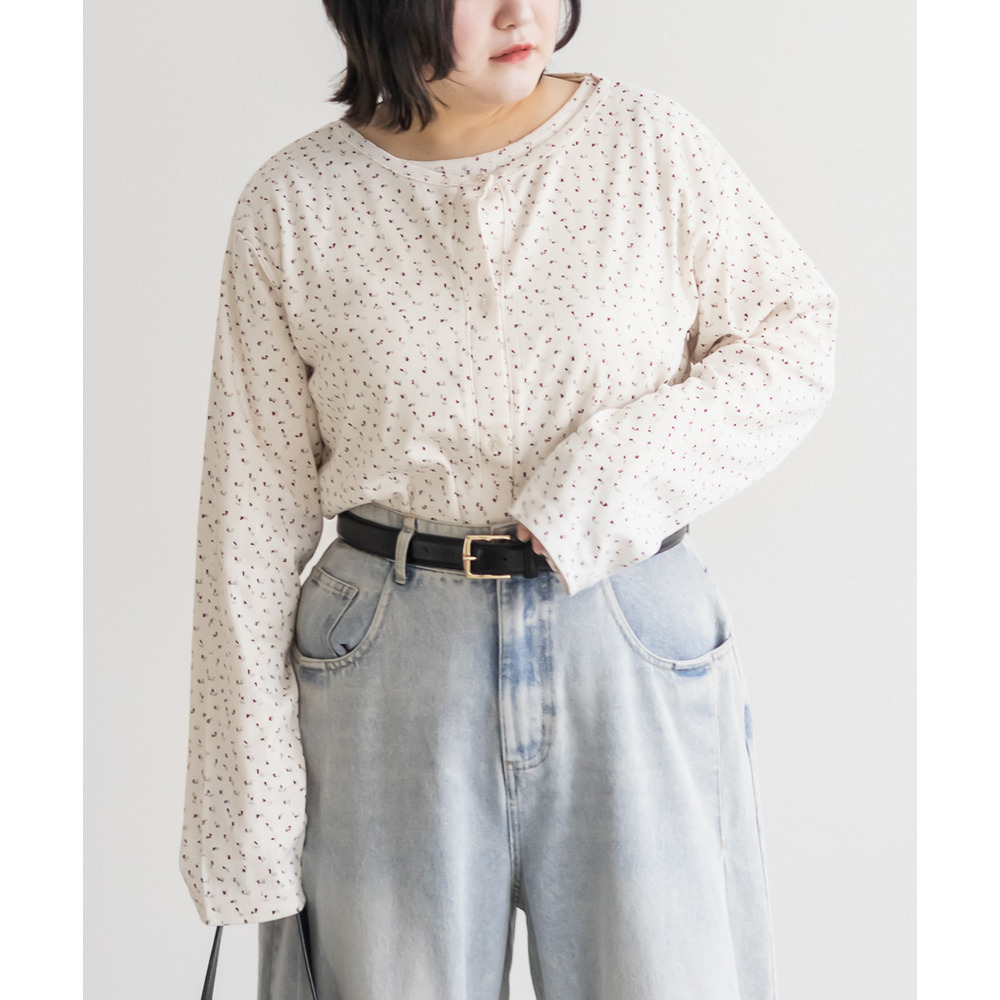 小花柄トップス&カーディガンセット1