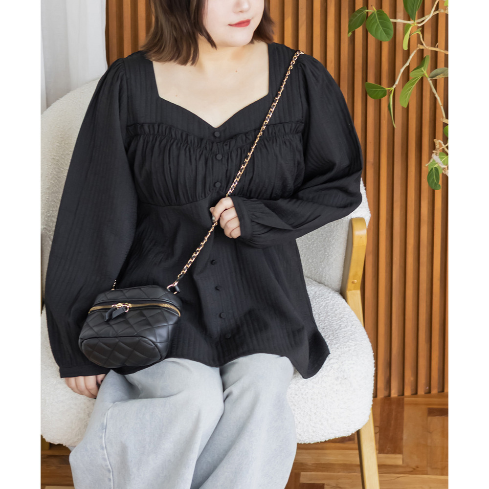 CLETTEオリジナルコルセット風切替フレアブラウス1