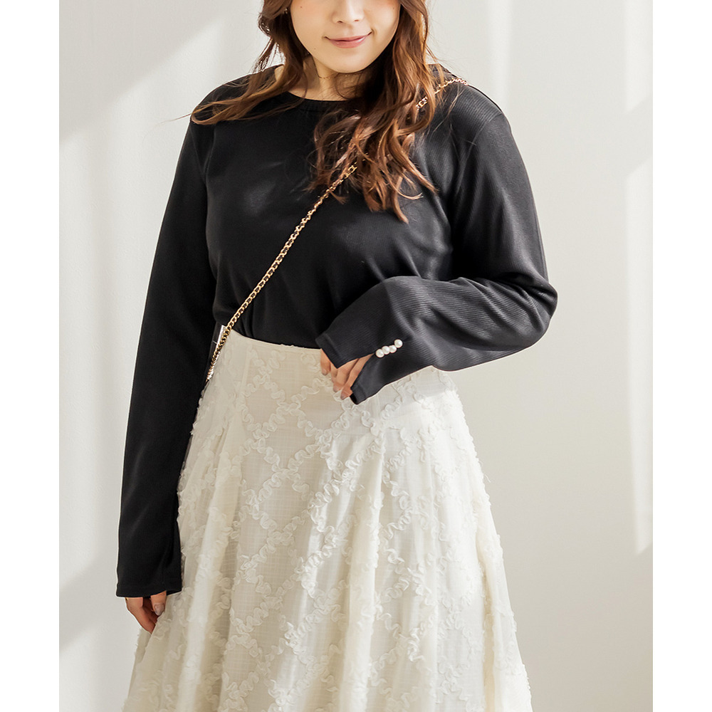 CLETTEオリジナル袖口パールリブカットソー3