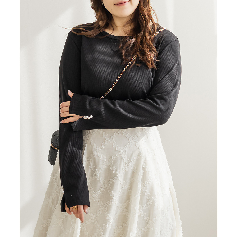 CLETTEオリジナル袖口パールリブカットソー1