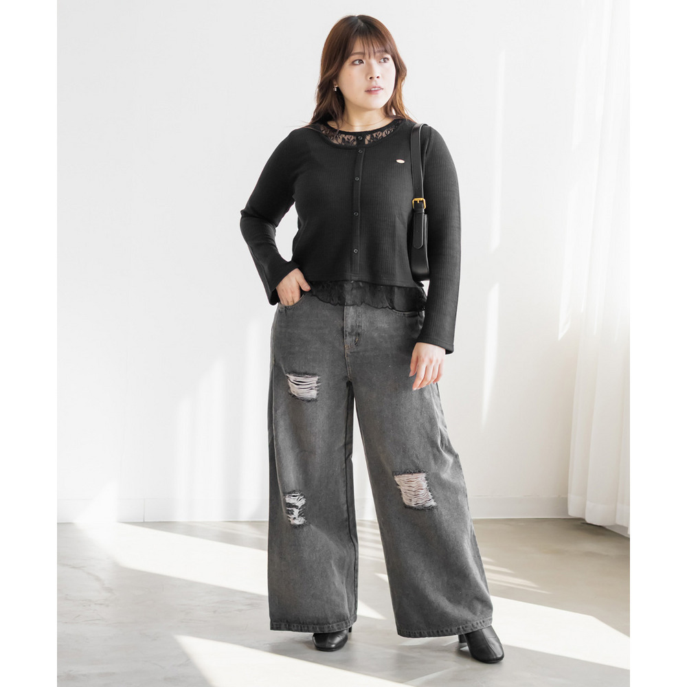 フロントボタンレースドッキングプルオーバー6