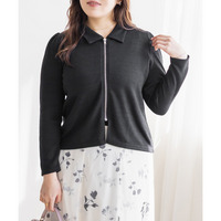 襟付きフロントジップリブプルオーバー