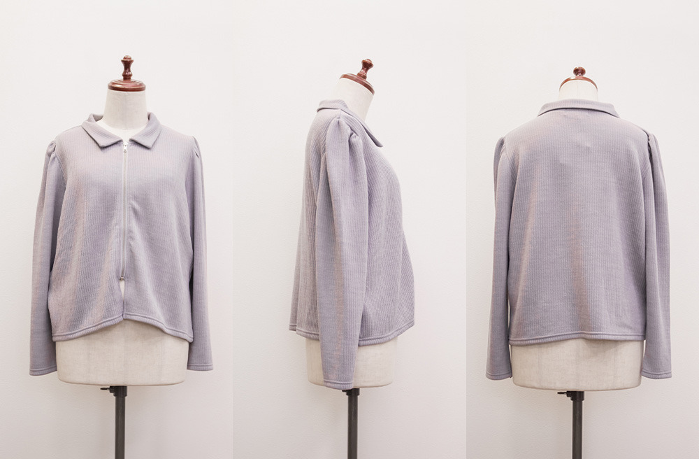 襟付きフロントジップリブプルオーバー11