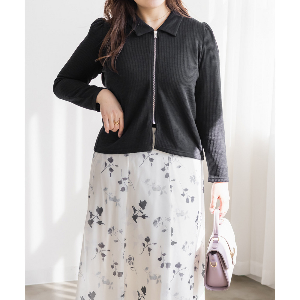 襟付きフロントジップリブプルオーバー7