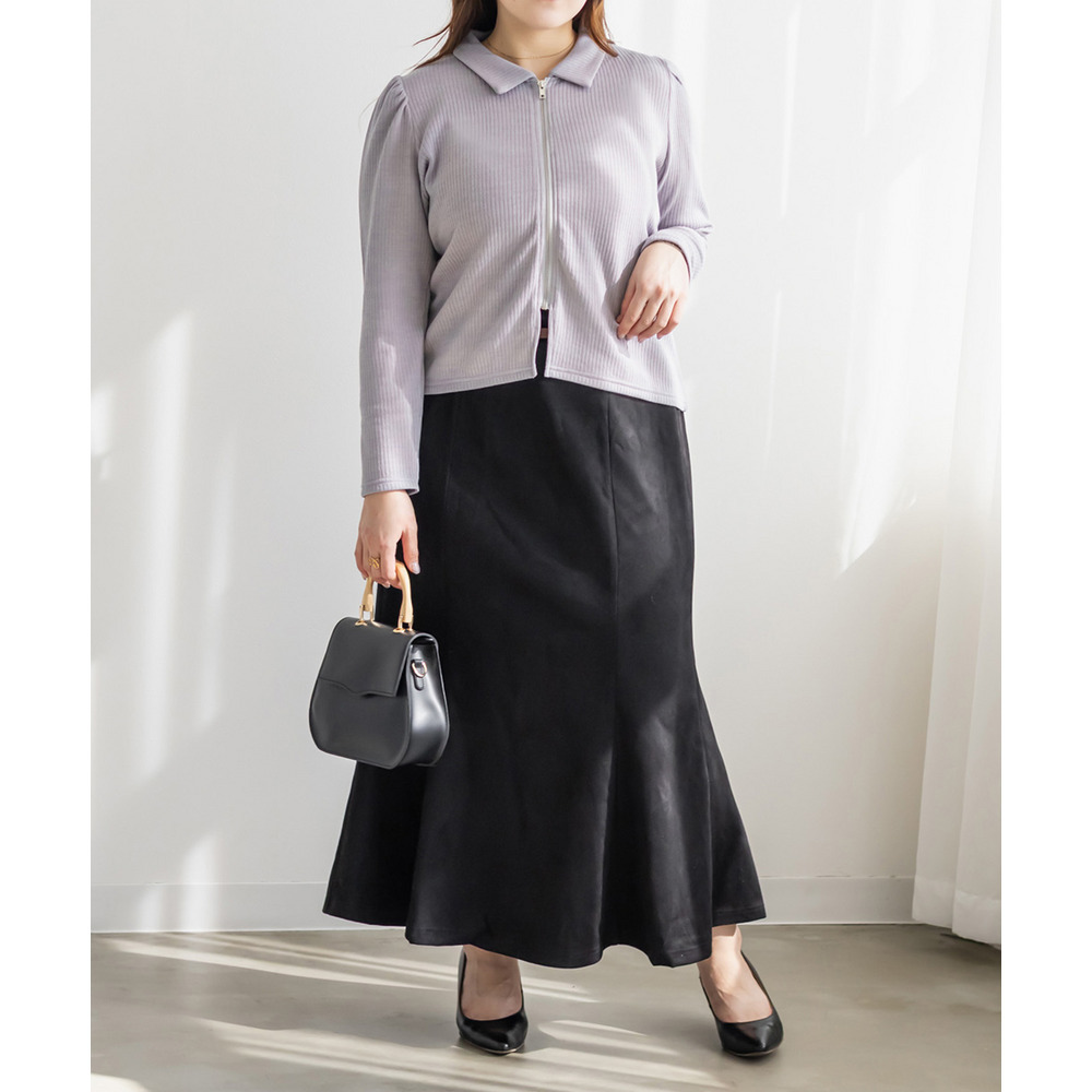 襟付きフロントジップリブプルオーバー1