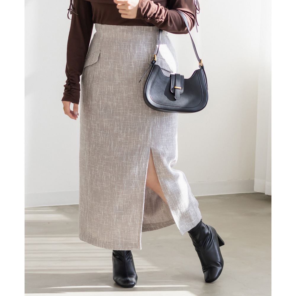 後ろゴムツイードナロースカート6