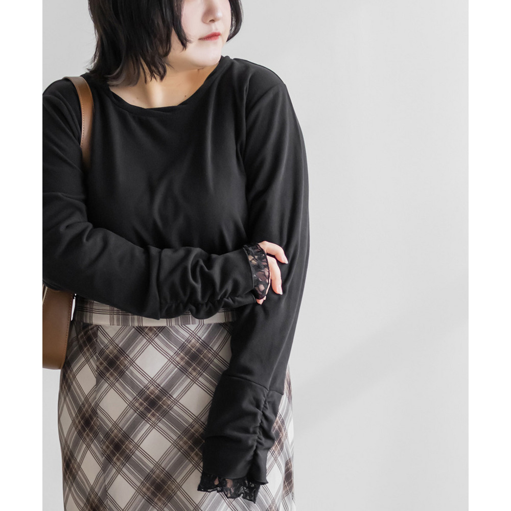 袖レース起毛カットソープルオーバー4