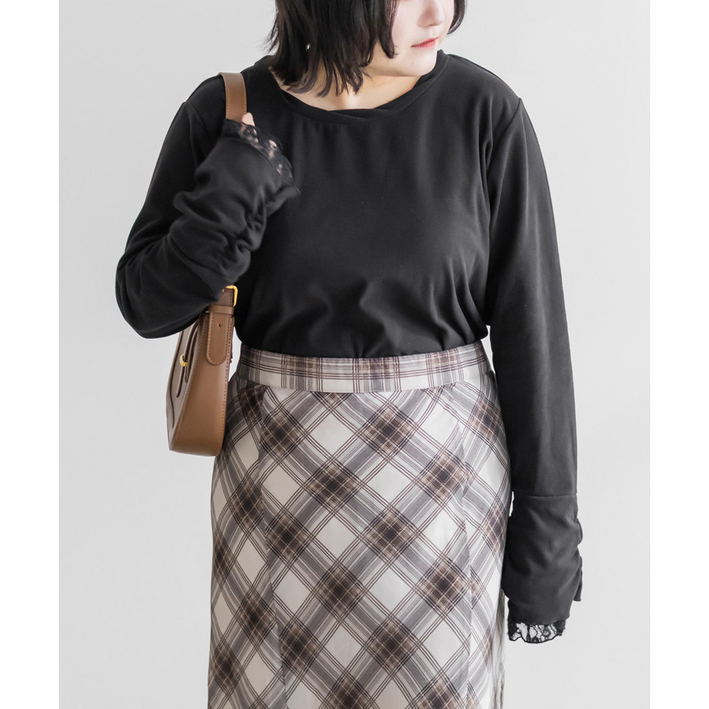 袖レース起毛カットソープルオーバー1