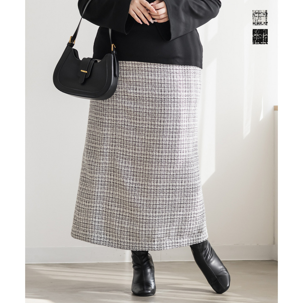 タック入りツイードナロースカート1