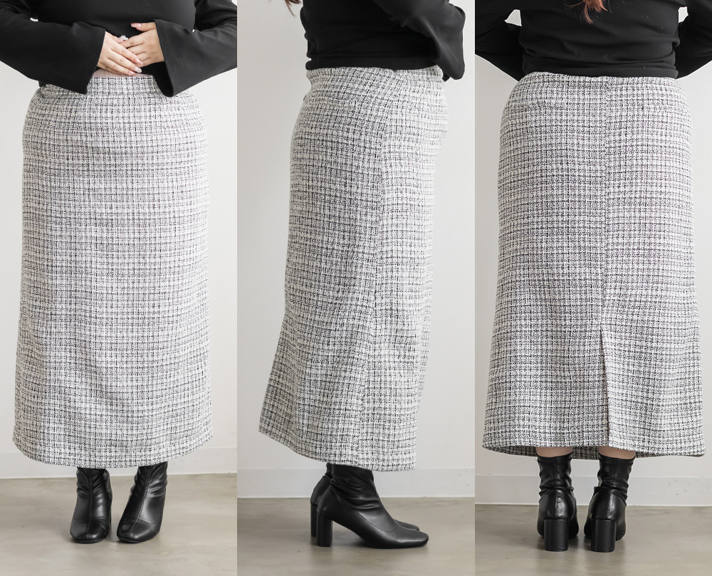 タック入りツイードナロースカート12
