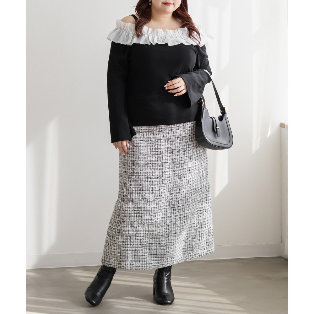 タック入りツイードナロースカート2