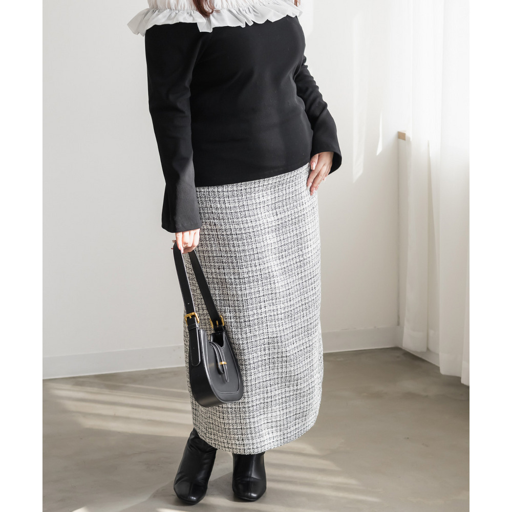 タック入りツイードナロースカート4