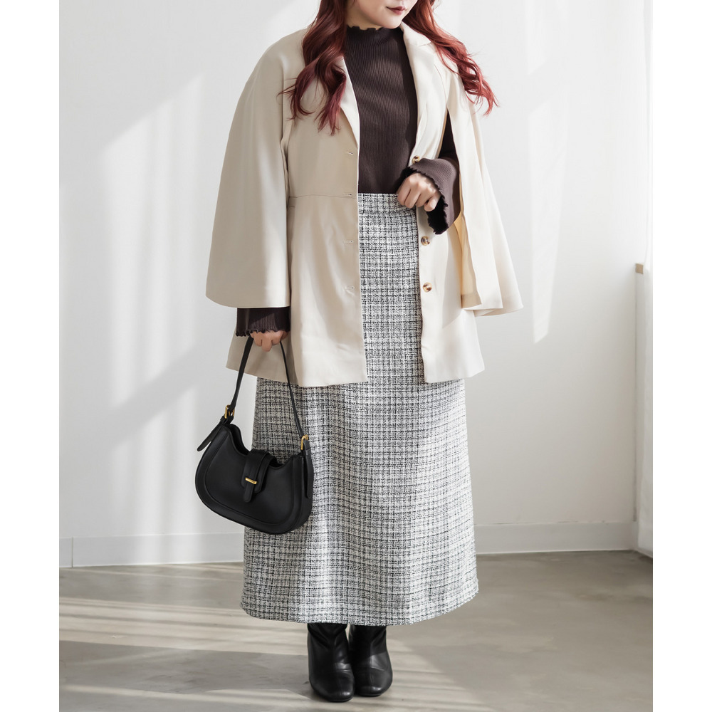 タック入りツイードナロースカート5