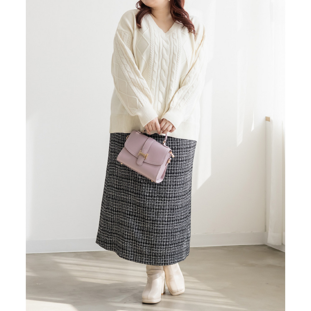 タック入りツイードナロースカート6