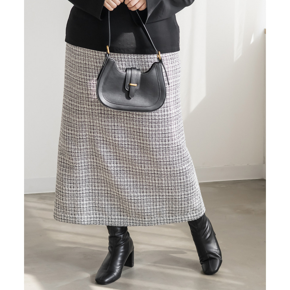 タック入りツイードナロースカート1
