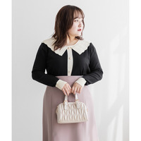 配色衿ニットプルオーバー