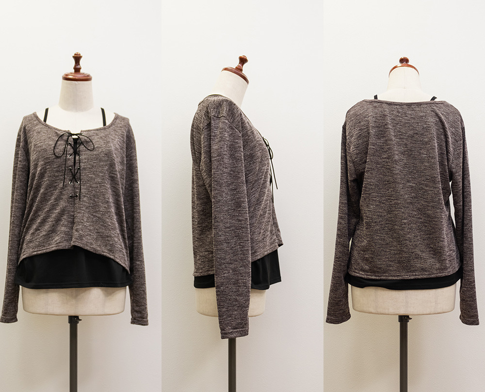 レースアップリブプルオーバー11