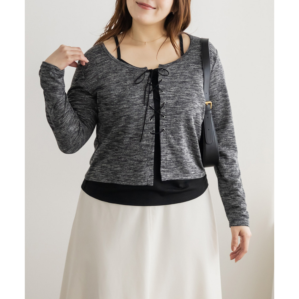 レースアップリブプルオーバー1