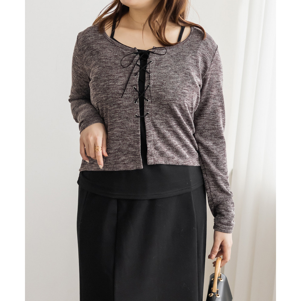 レースアップリブプルオーバー1