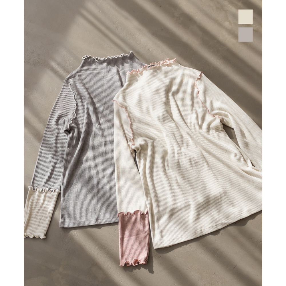 ラメメロウ配色リブプルオーバー