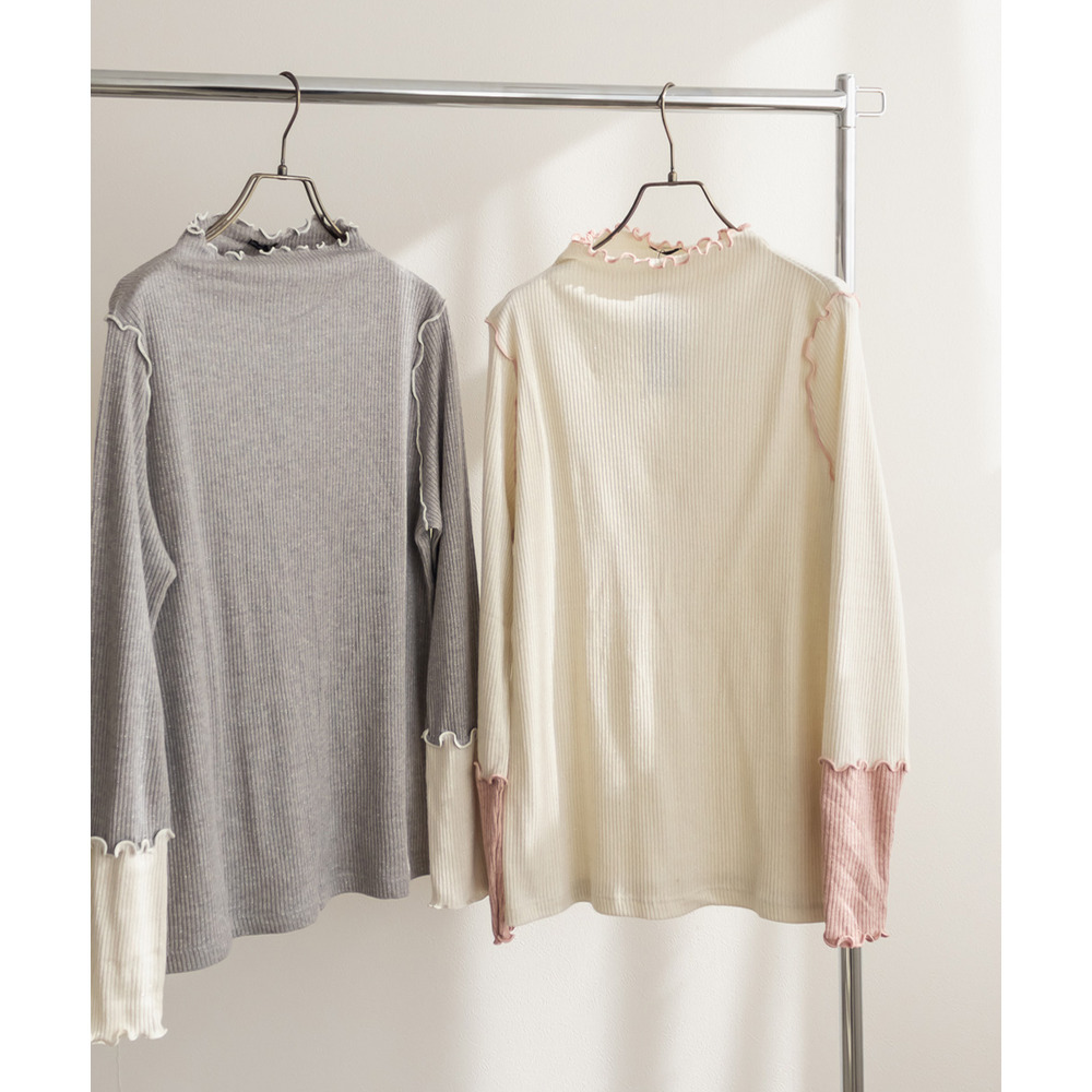 ラメメロウ配色リブプルオーバー8