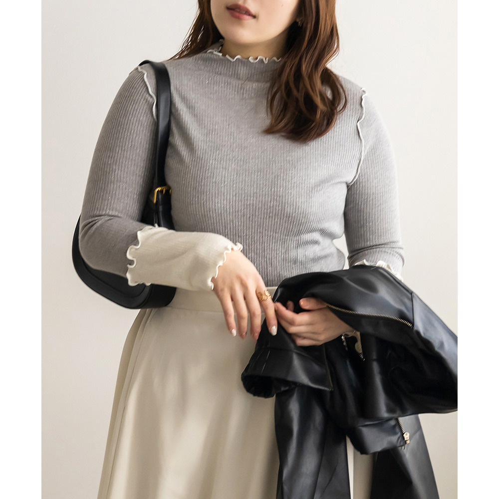 ラメメロウ配色リブプルオーバー1