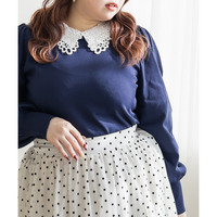 CLETTEオリジナルレイヤーレース襟ニットプルオーバー