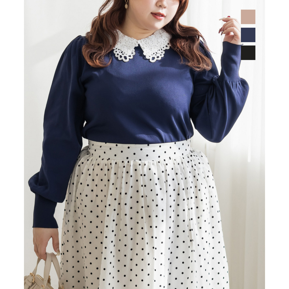 CLETTEオリジナルレイヤーレース襟ニットプルオーバー1