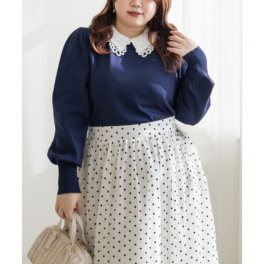 CLETTEオリジナルレイヤーレース襟ニットプルオーバー3