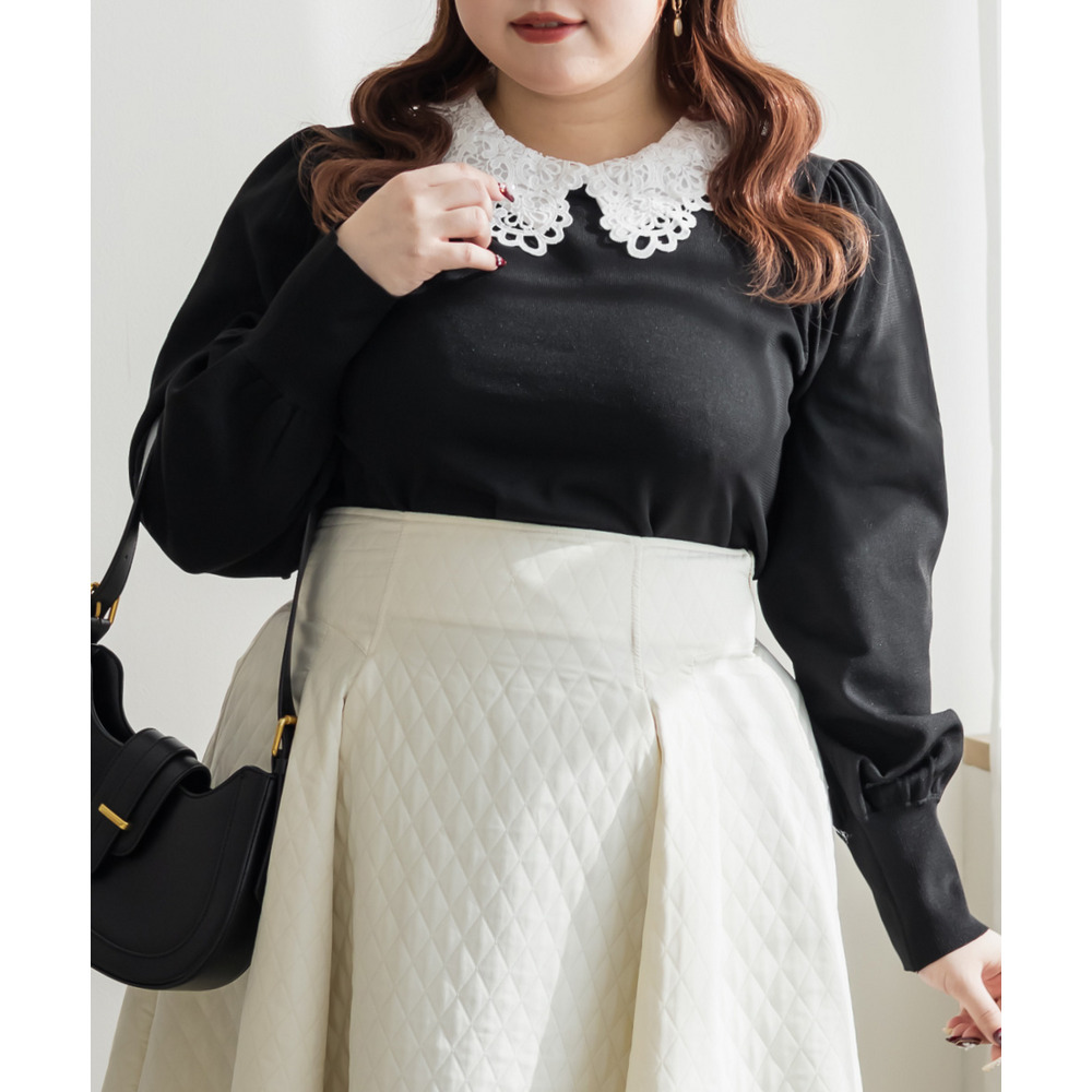 CLETTEオリジナルレイヤーレース襟ニットプルオーバー1