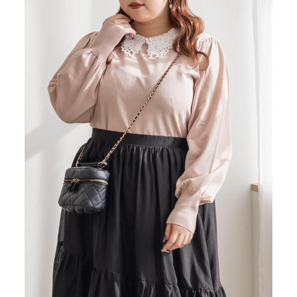 CLETTEオリジナルレイヤーレース襟ニットプルオーバー1