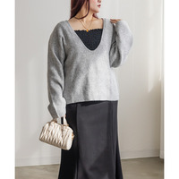 Uネックオーバーサイズニットプルオーバー