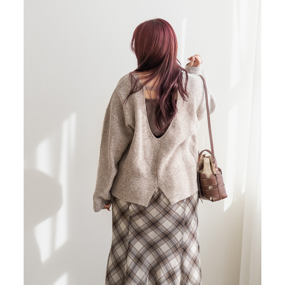 Uネックオーバーサイズニットプルオーバー2