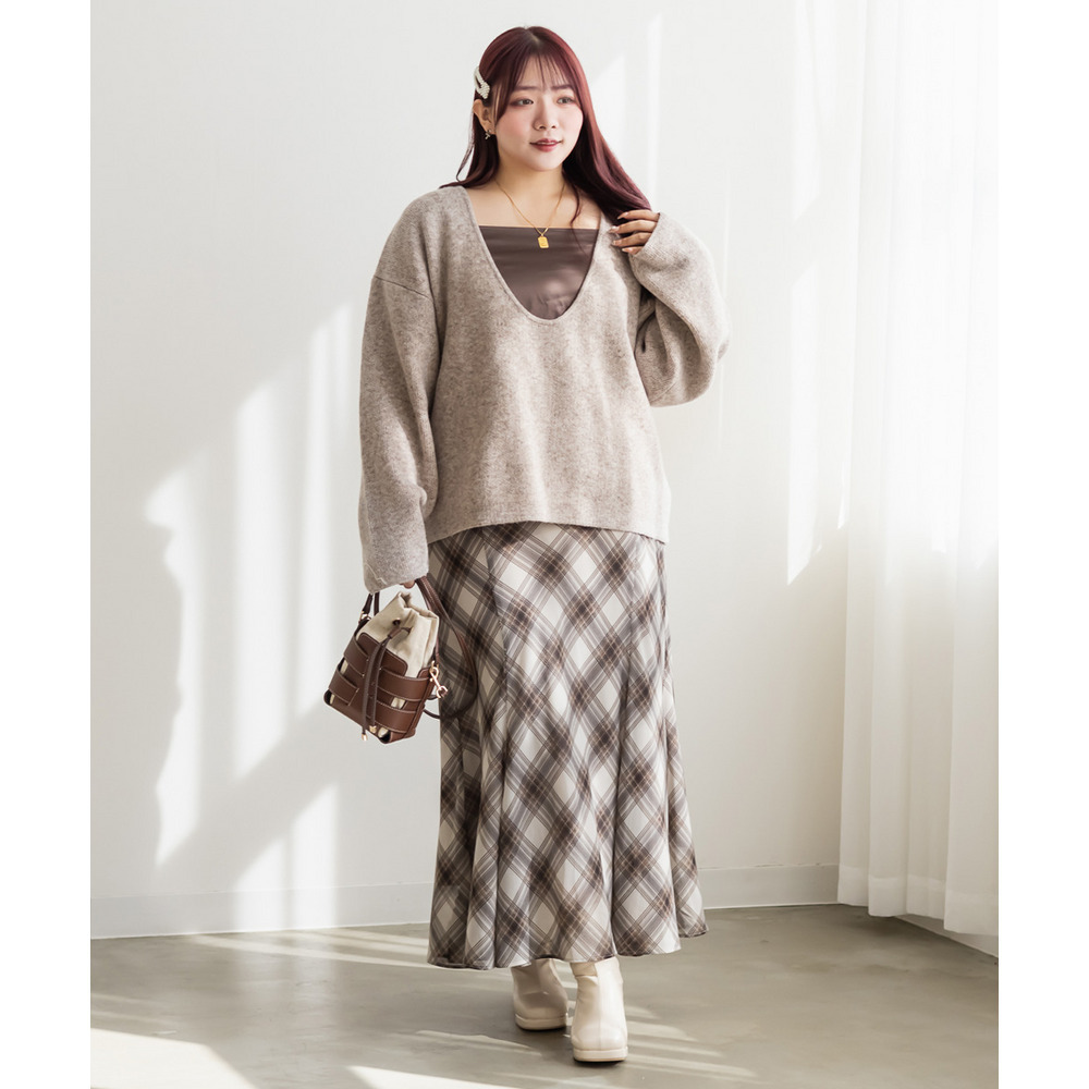 Uネックオーバーサイズニットプルオーバー3