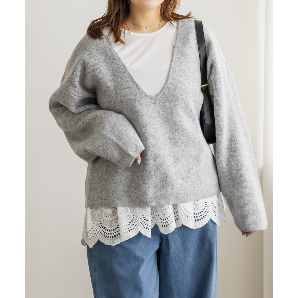 Uネックオーバーサイズニットプルオーバー7