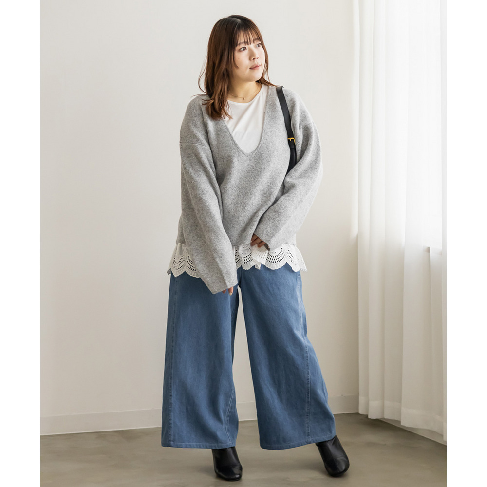 Uネックオーバーサイズニットプルオーバー8