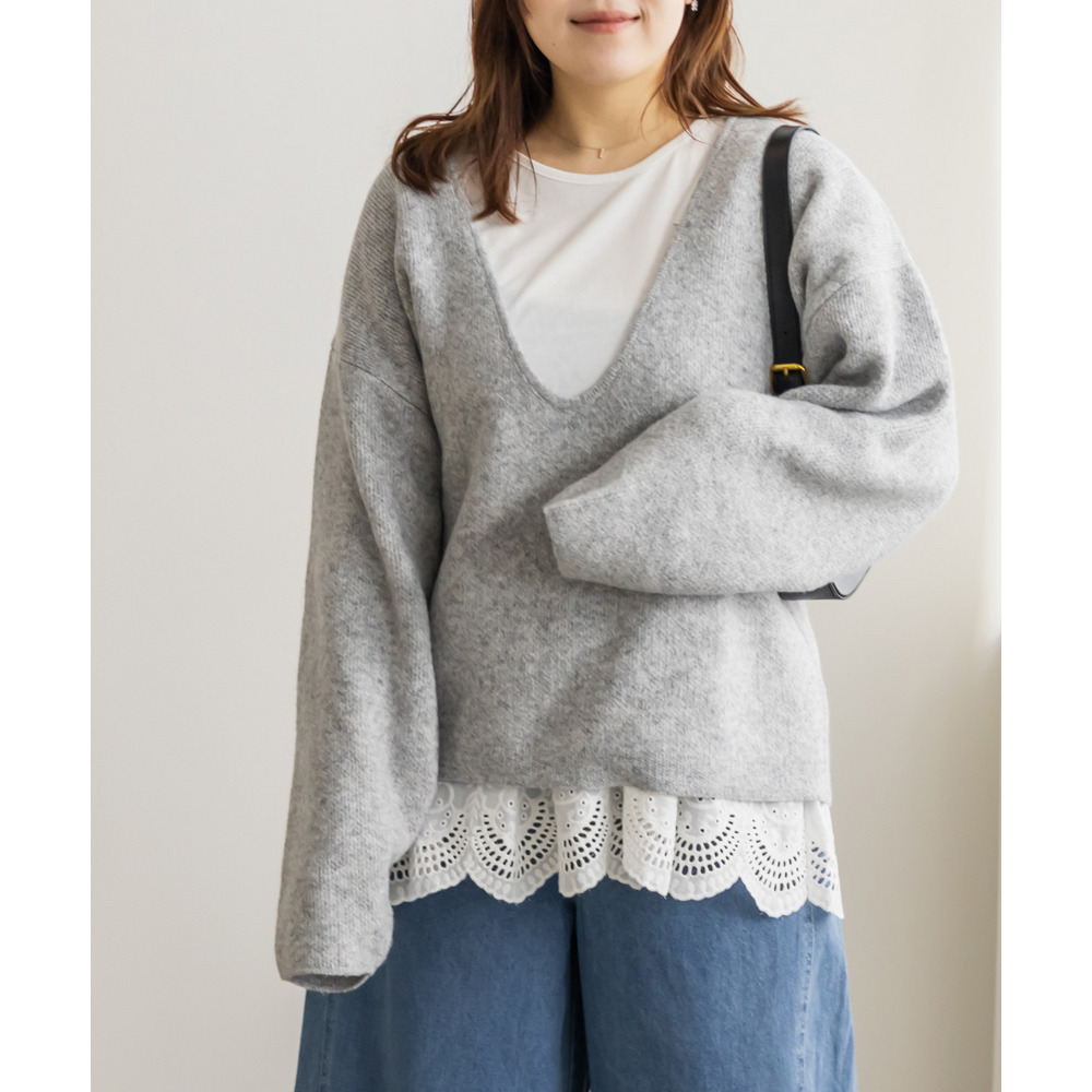 Uネックオーバーサイズニットプルオーバー9