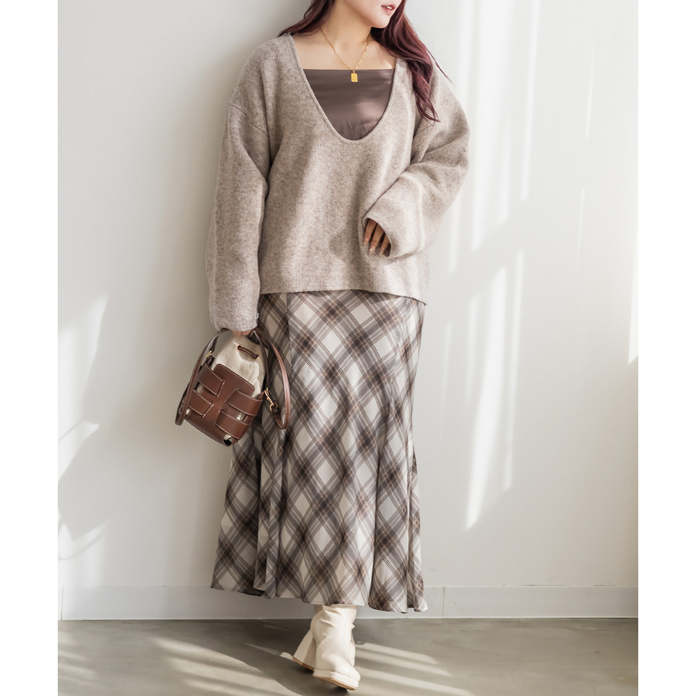 Uネックオーバーサイズニットプルオーバー1