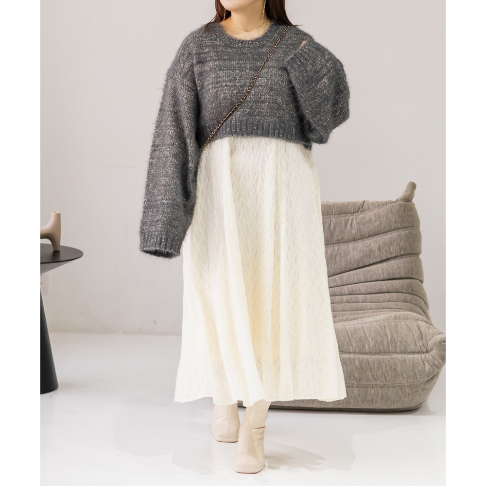 ショート丈ミックスニットプルオーバー2