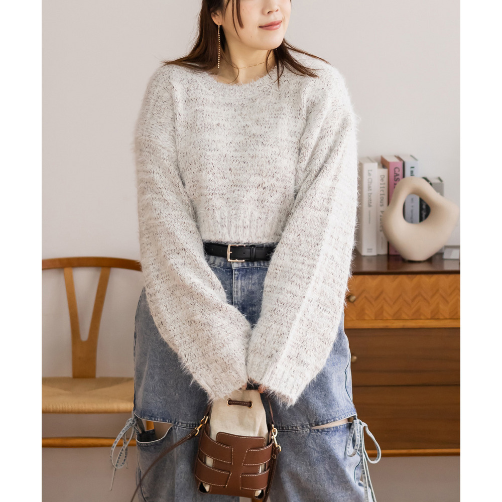 ショート丈ミックスニットプルオーバー6