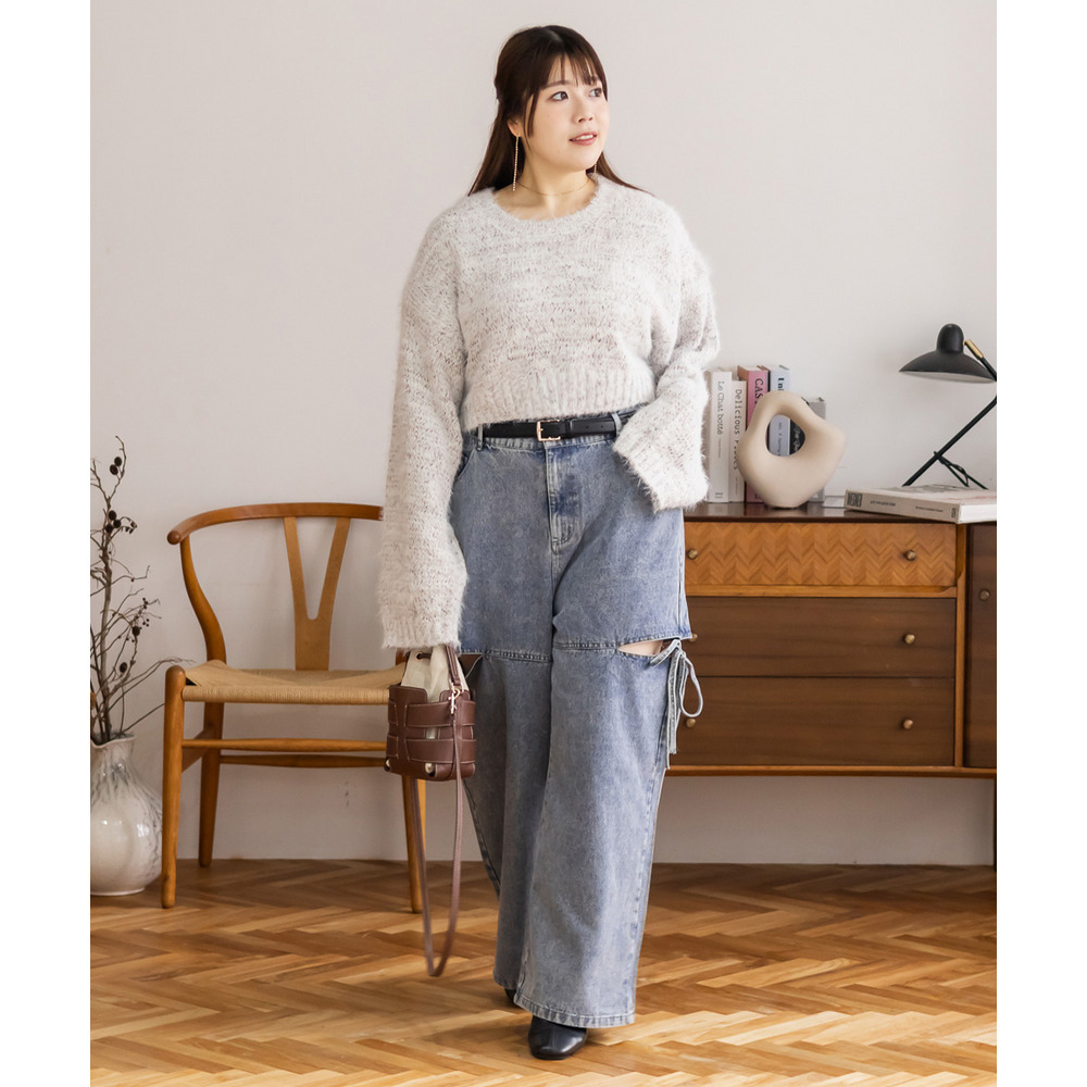 ショート丈ミックスニットプルオーバー7