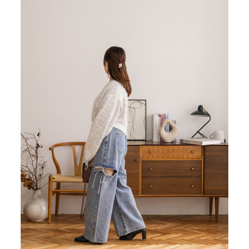 ショート丈ミックスニットプルオーバー8