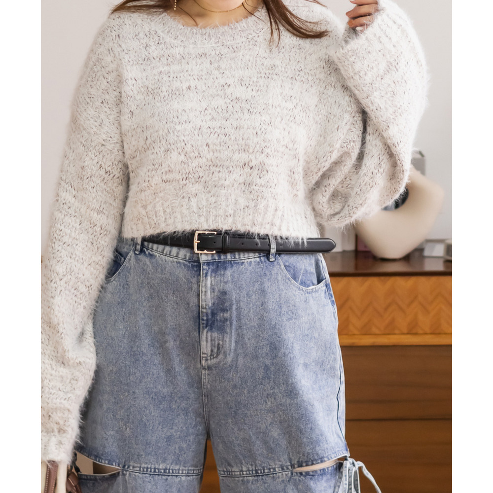 ショート丈ミックスニットプルオーバー9