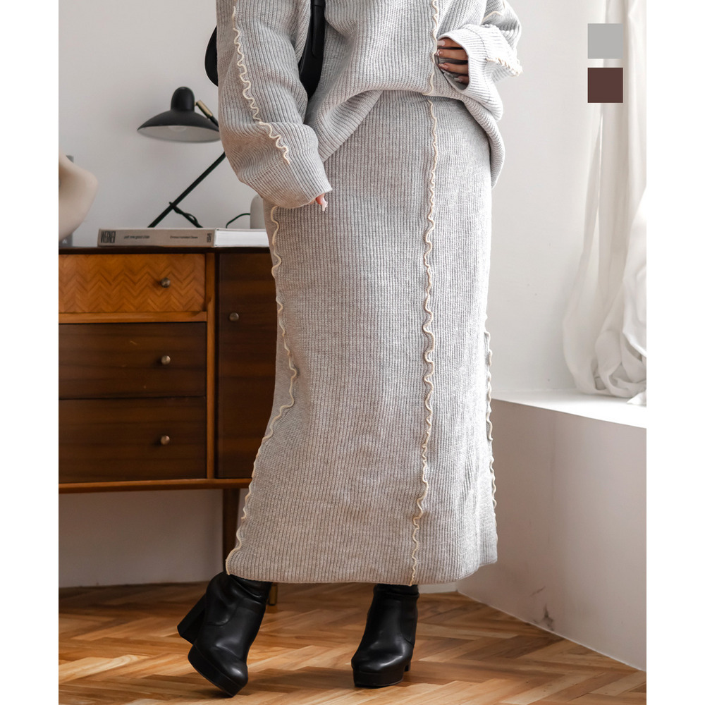 配色メローニットスカート1