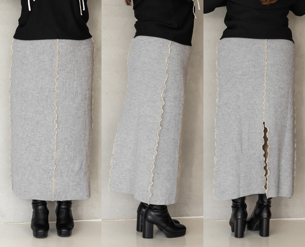 配色メローニットスカート15
