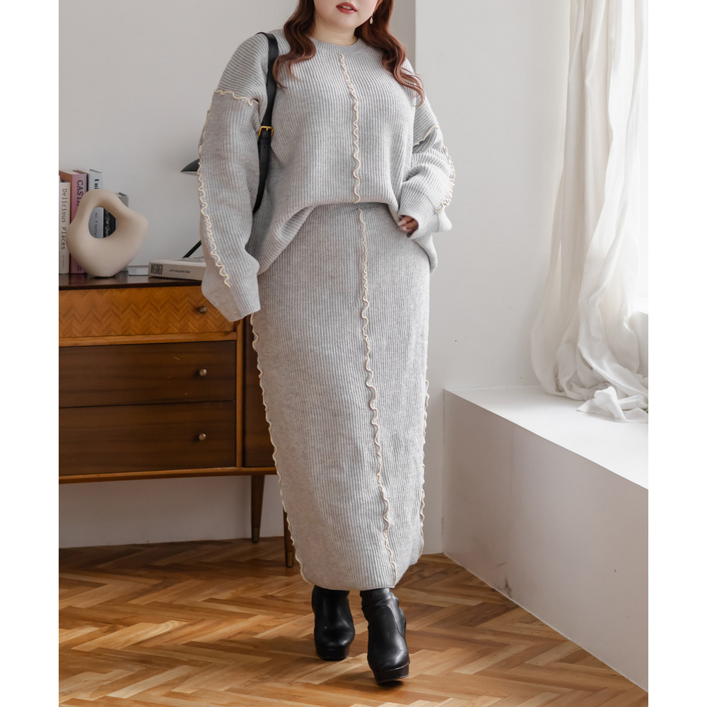 配色メローニットスカート3