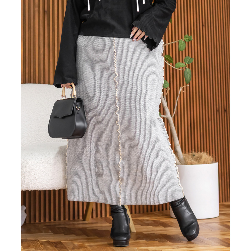 配色メローニットスカート5