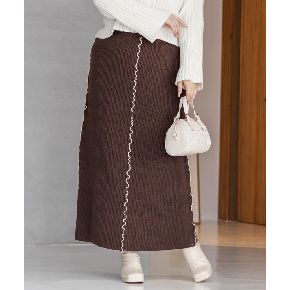 配色メローニットスカート1