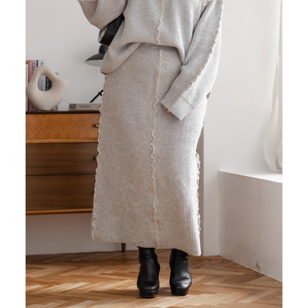 配色メローニットスカート1